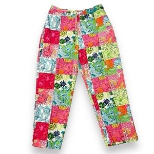 Vintage Lilly Pulitzer White Tag Patchwork Clam digger Crop Pants Colorful SZ 6